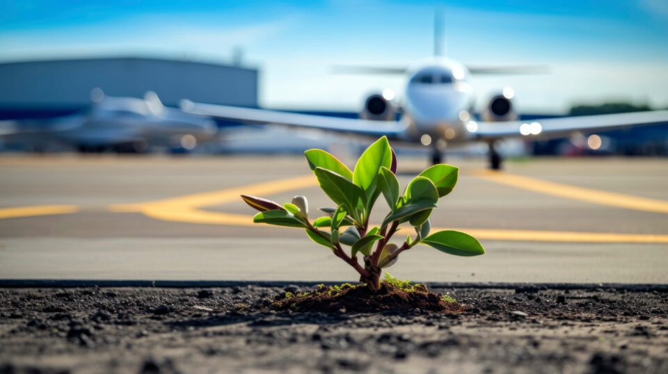 Plant In Front Of Private Jet