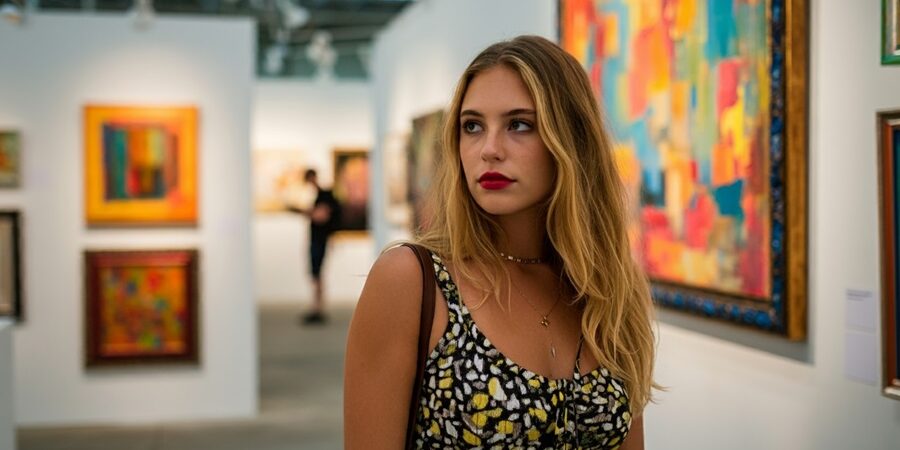Miami Florida Art A woman in an art gallery.